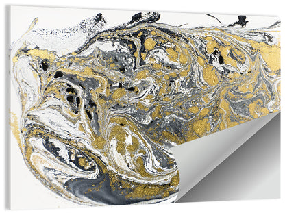 Metallic Gold Marbled Abstract Wall Art