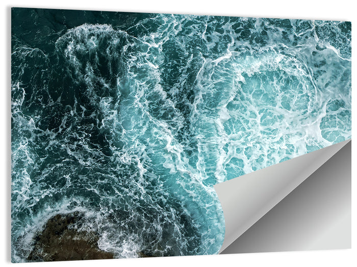 Aerial Ocean Waves with Sea Foam Wall Art as a poster print