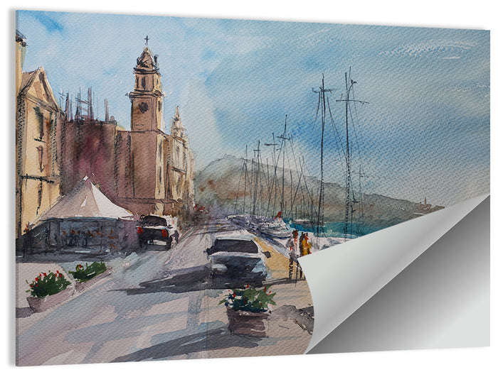 Valette Harbor Sketch Wall Art as a poster print