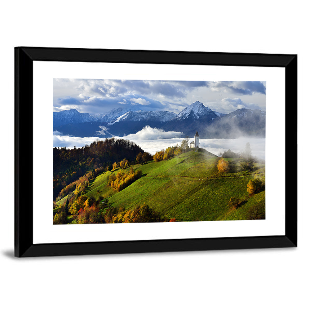 Jamnik Church on Misty Hill Wall Art