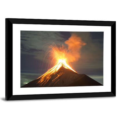 Starry Night Volcano Eruption Wall Art