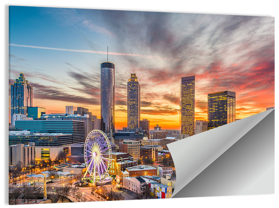 Atlanta Skyline with Skyview Wheel Wall Art
