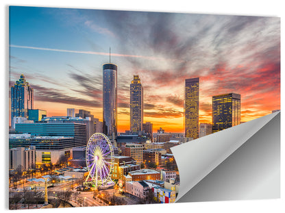 Atlanta Skyline with Skyview Wheel Wall Art
