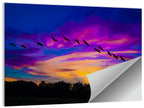 Silhouetted Cranes at Dusk Wall Art
