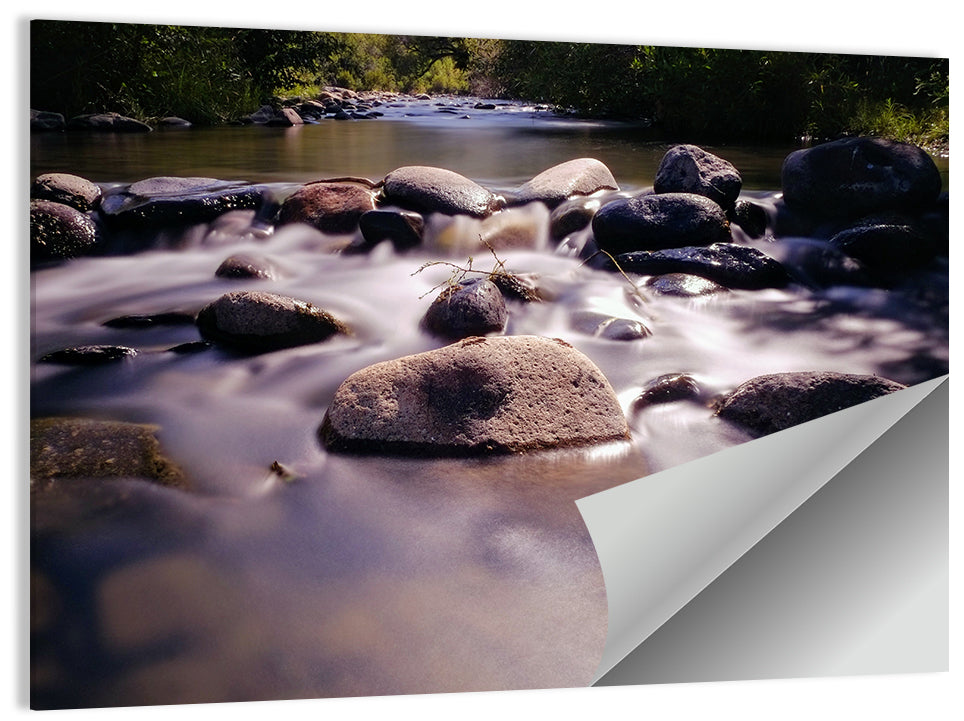 Truckee River Sunlit Rocks Wall Art