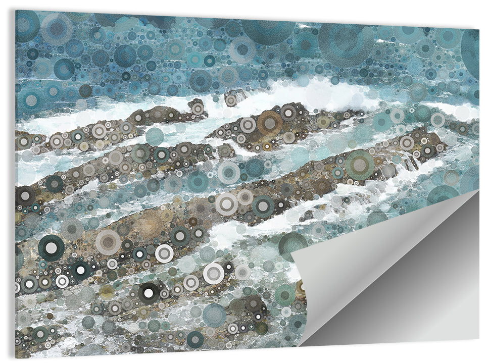 Teal Mosaic Ocean Wave Wall Art