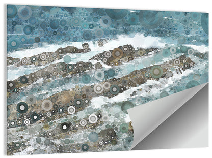 Teal Mosaic Ocean Wave Wall Art