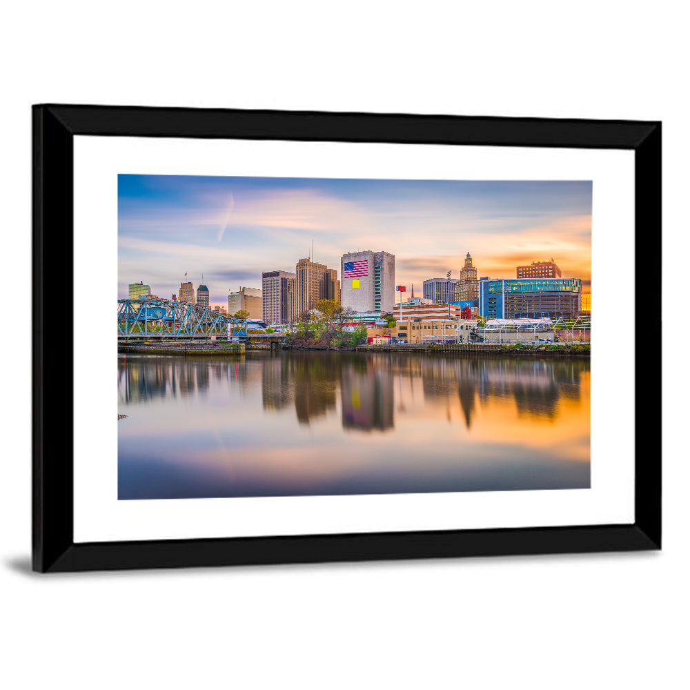 Providence Skyline at Golden Hour Wall Art