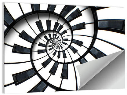 Recursive Spiral Piano Keys Wall Art