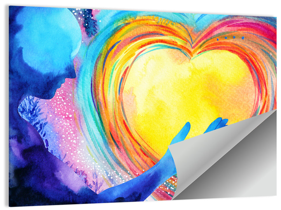 Blue Silhouette with Radiant Heart Wall Art
