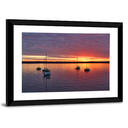 Lake Mendota Sailboats at Sunset Wall Art