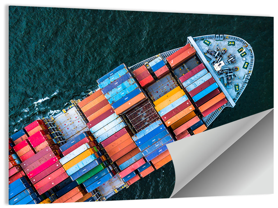 Container Ship Aerial View Wall Art