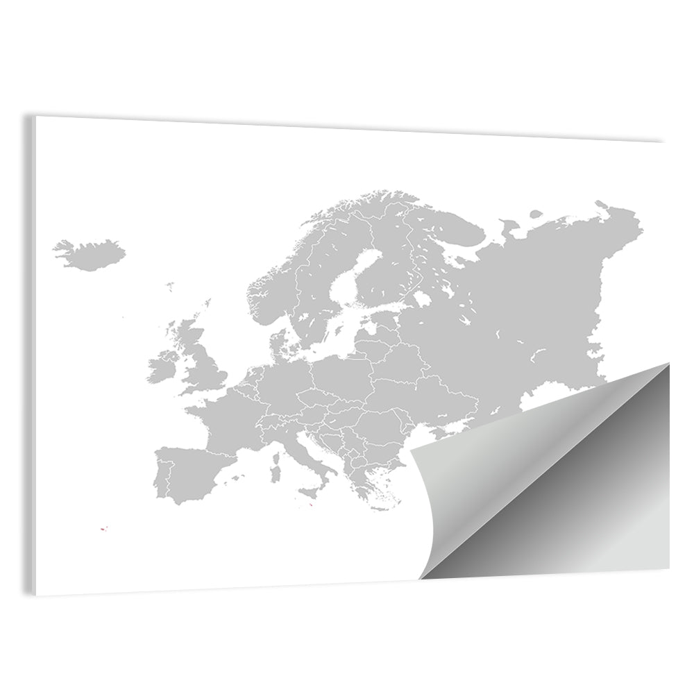 Gray Europe Outline Map Wall Art