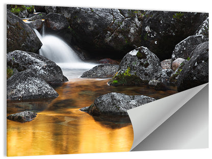 Golden Stream Waterfall Wall Art