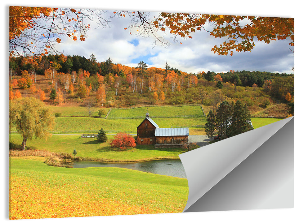 Vermont Barn by Pond Wall Art