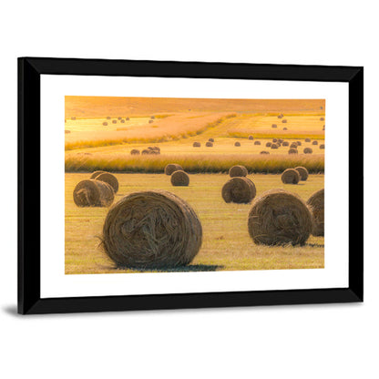 Hay Bales at Golden Hour Wall Art