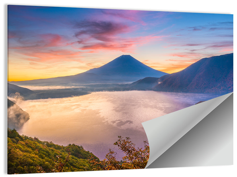 Mount Fuji at Lake Motosu, Autumn Sunrise Wall Art