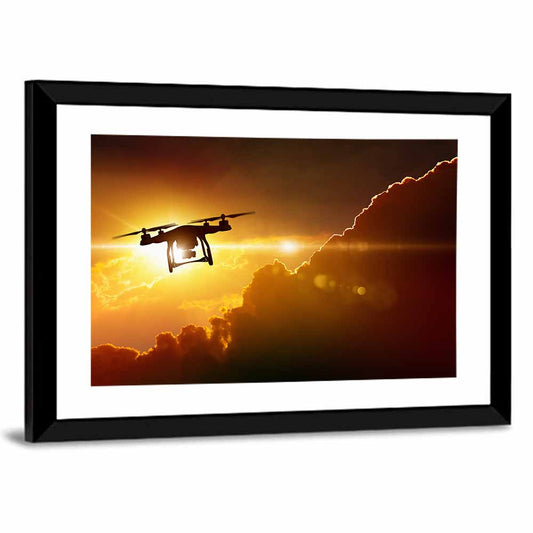 Drone Silhouette at Sunset Wall Art