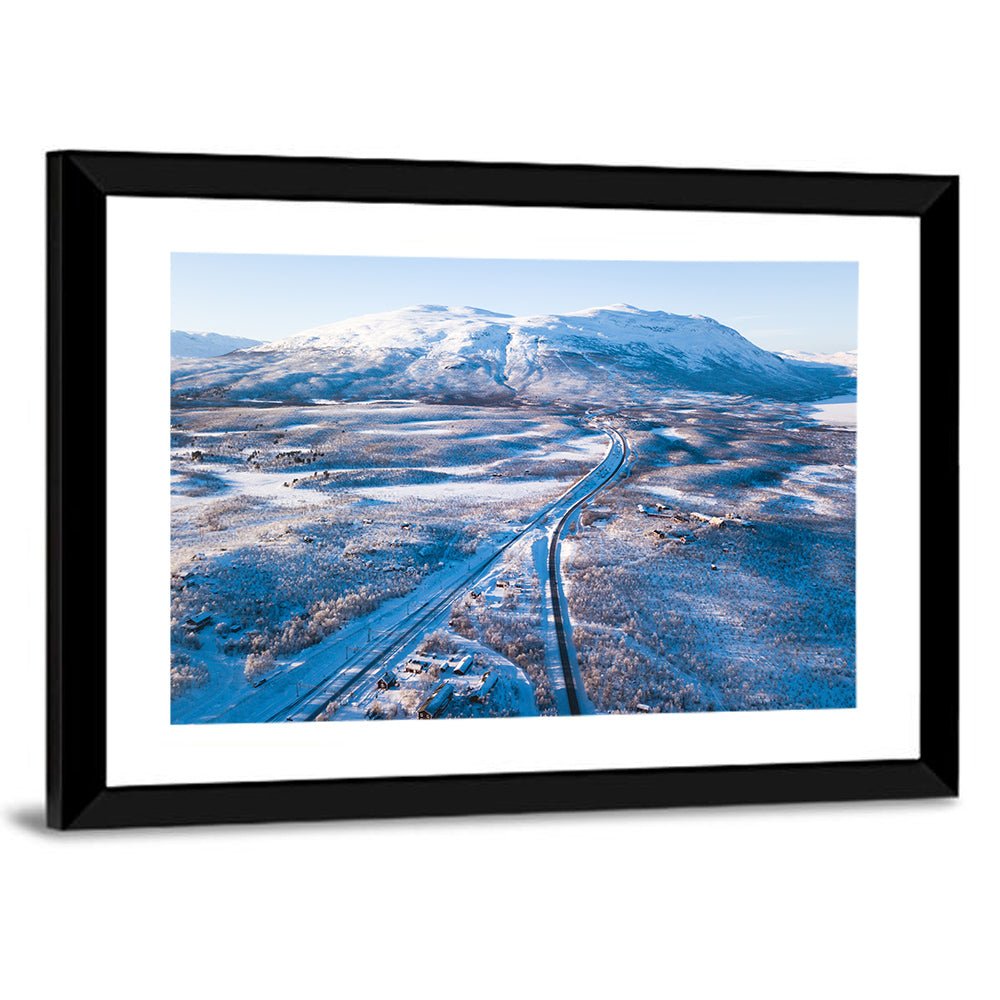 Snowy Valley with Parallel Tracks Wall Art