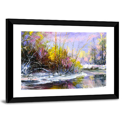 Snowy Winter River Wall Art