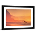 Surfer Silhouette at Golden Sunset Wall Art
