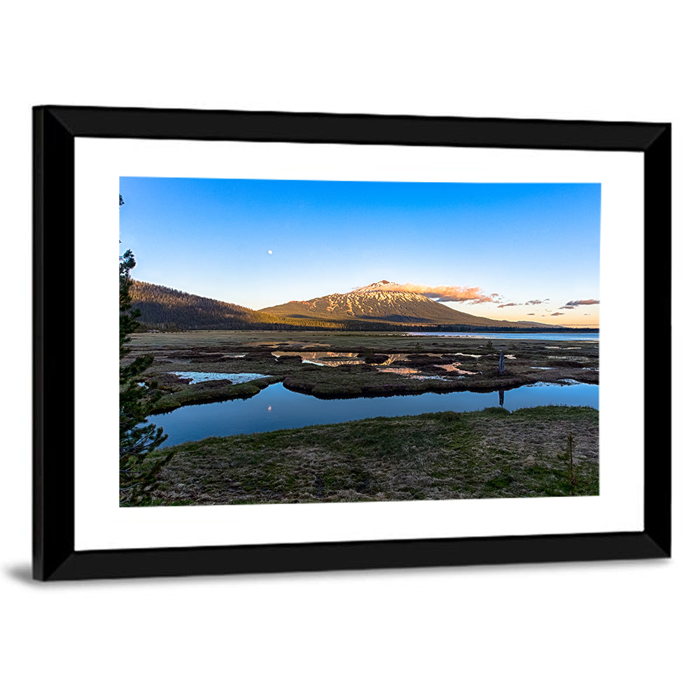Mount Bachelor Moonlit Sunset Wall Art