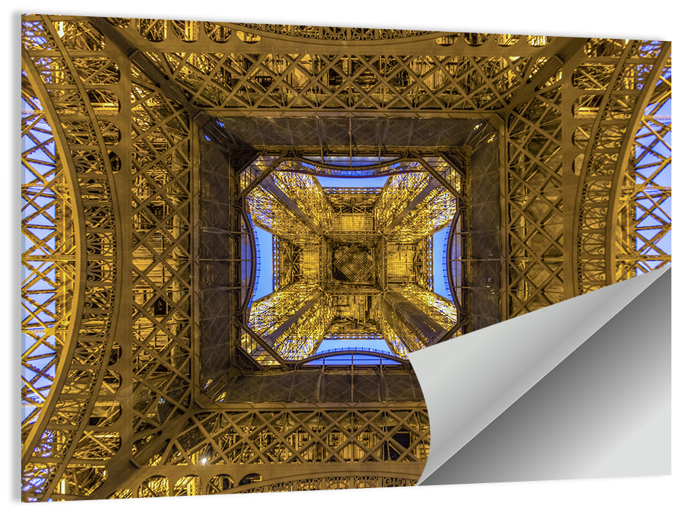 Eiffel Tower Lattice at Dusk Wall Art