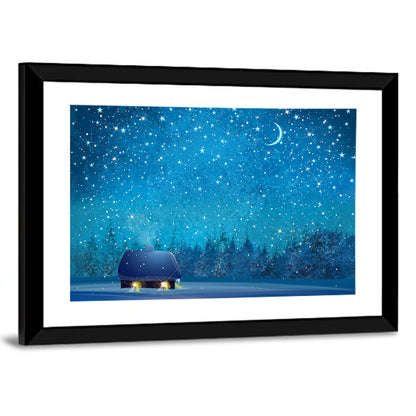 Winter Wonderland Night Illustration Wall Art