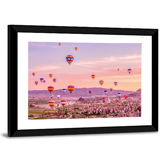 Cappadocia Hot Air Balloons Wall Art as a framed print