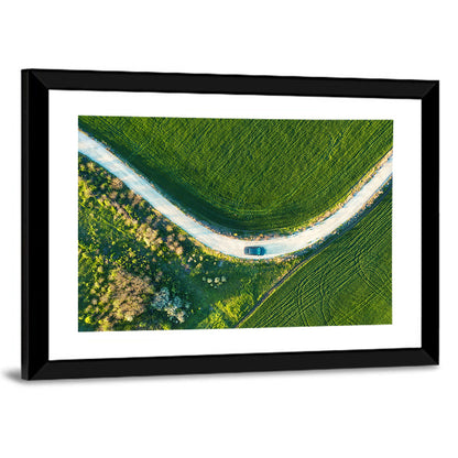 Aerial Farm Fields at Golden Hour Wall Art