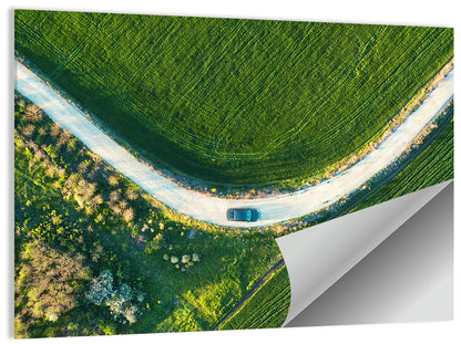 Aerial Farm Fields at Golden Hour Wall Art