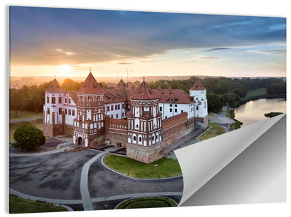 Mir Castle Sunrise Over Lake Wall Art