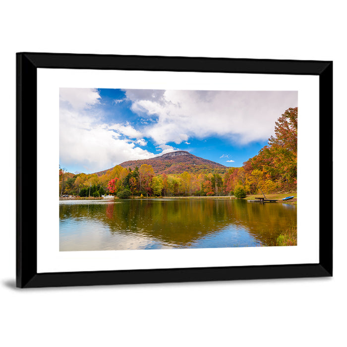 Yonah Mountain Autumn Reflection Wall Art as a framed print