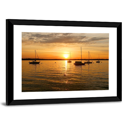 Lake Mendota Golden Sailboats Wall Art