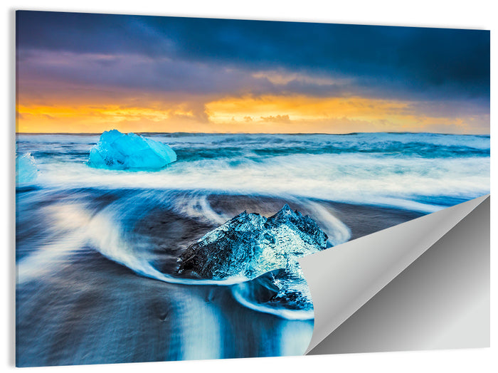 Diamond Beach Ice at Dusk Wall Art as a poster print