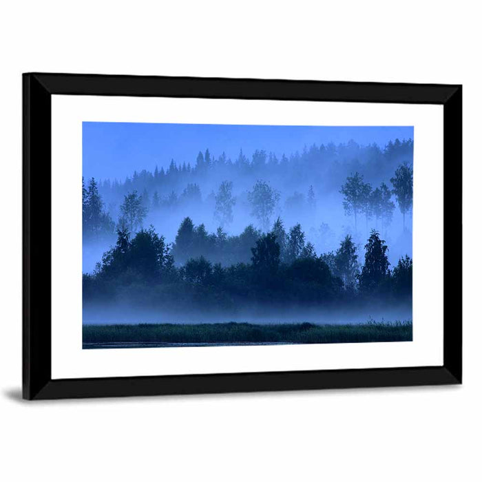 Misty Finnish Nightscape Wall Art as a framed print