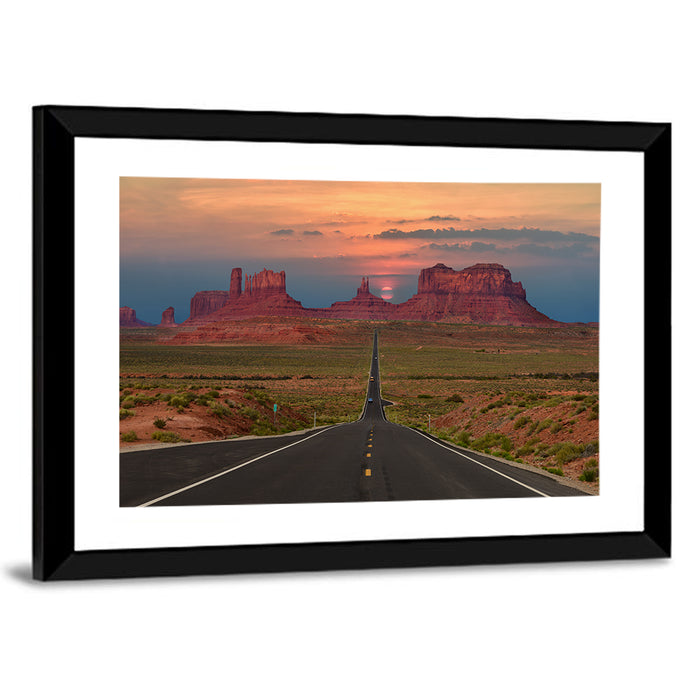 Tribal Park Monument Valley Sunset Wall Art as a framed print