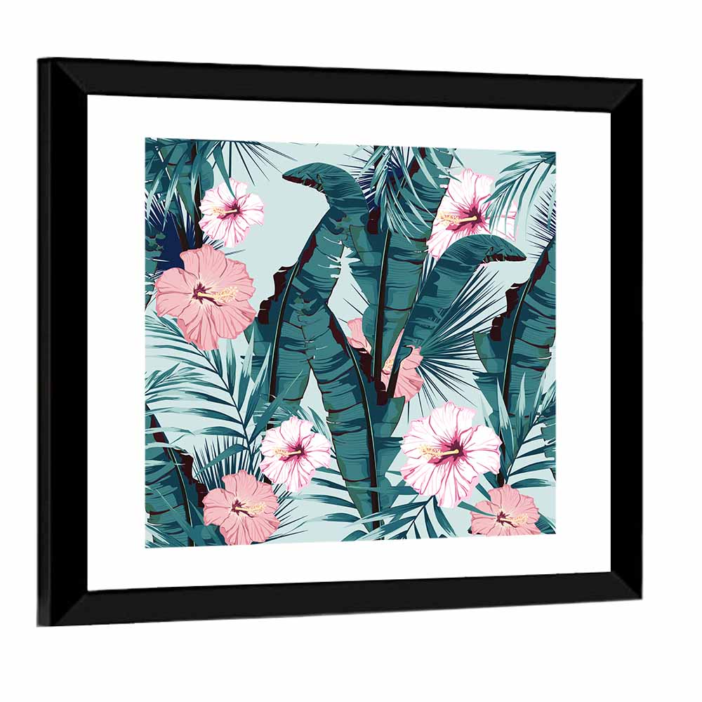 Tropical Hibiscus Pattern Wall Art