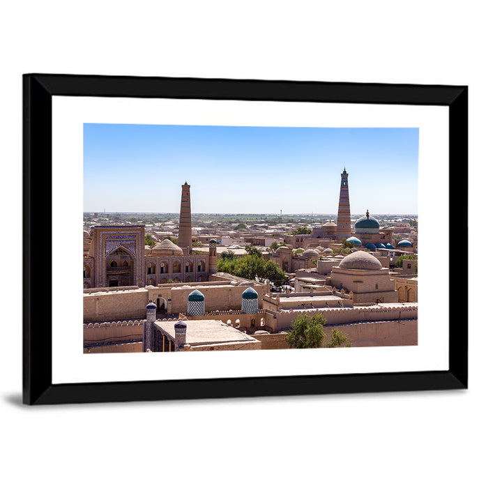 Khodja Mosque Minarets, Khiva Wall Art as a framed print