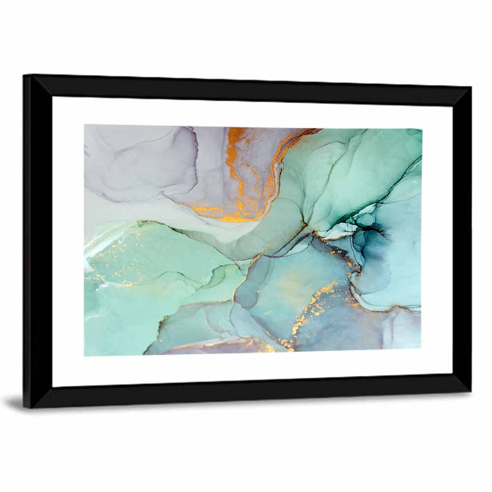 Teal Marble Geometric Abstract Wall Art