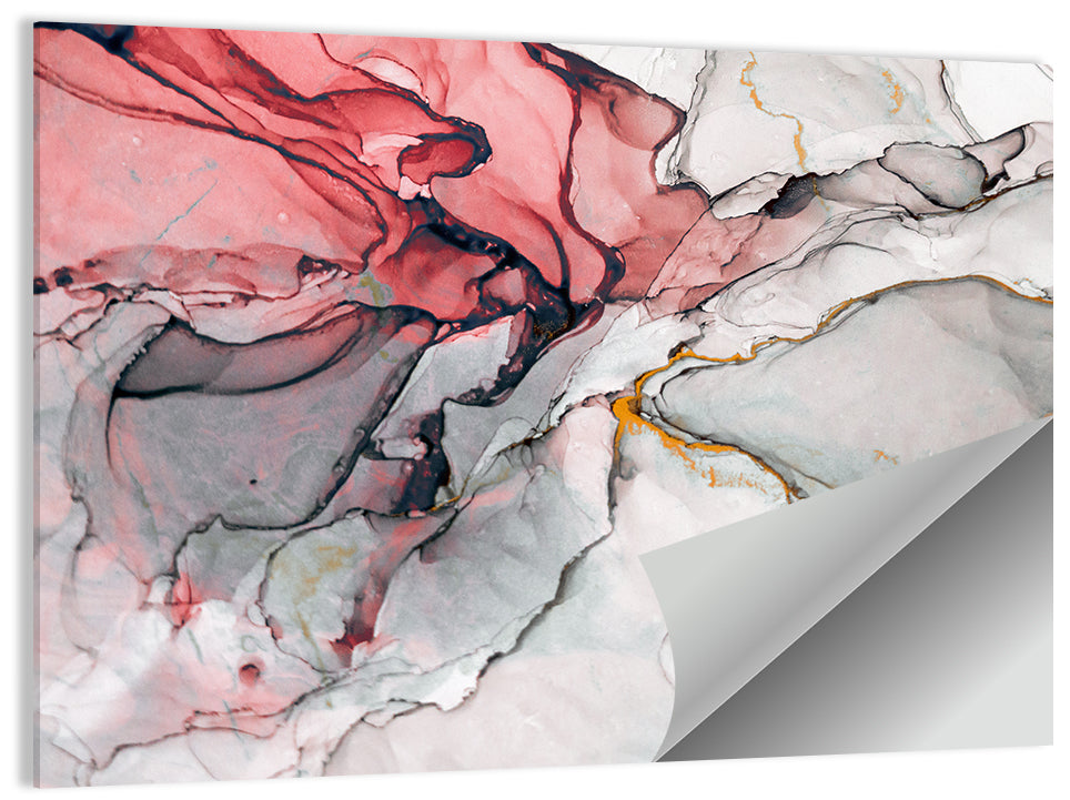 Pink Gray Marble with Gold Veins Wall Art
