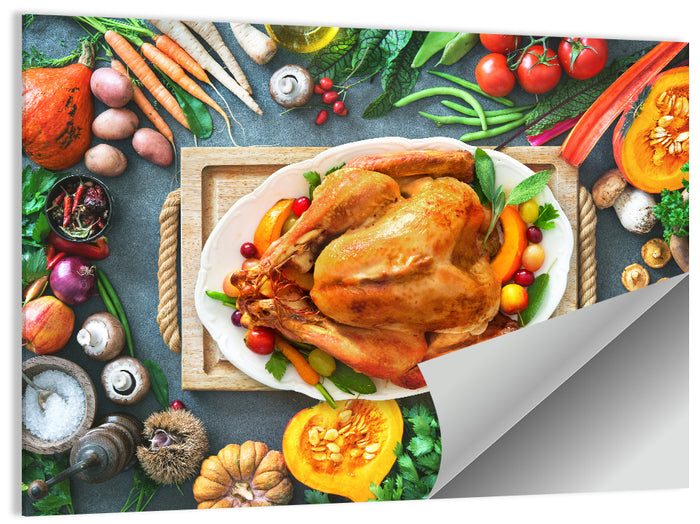 Harvest Roast Turkey Centerpiece Wall Art as a poster print