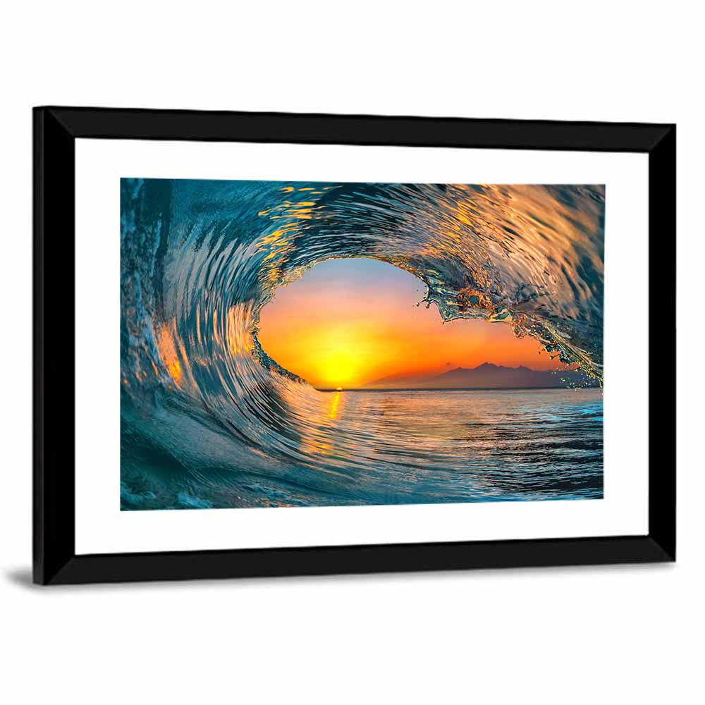 Cresting Wave Tunnel at Sunset Wall Art