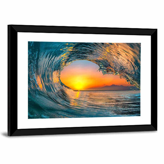Cresting Wave Tunnel at Sunset Wall Art
