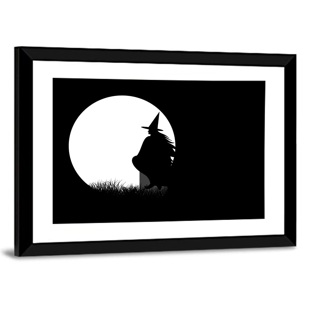 Witch and Moon Silhouette Wall Art