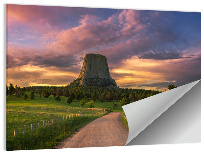 Devils Tower at Sunset Wall Art as a poster print