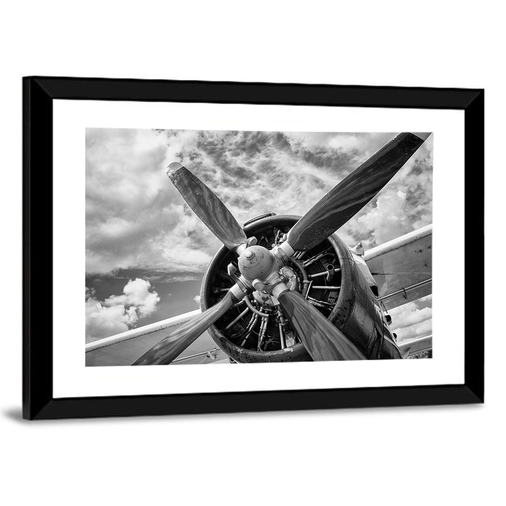 Vintage Airplane Radial Engine Close-up Wall Art