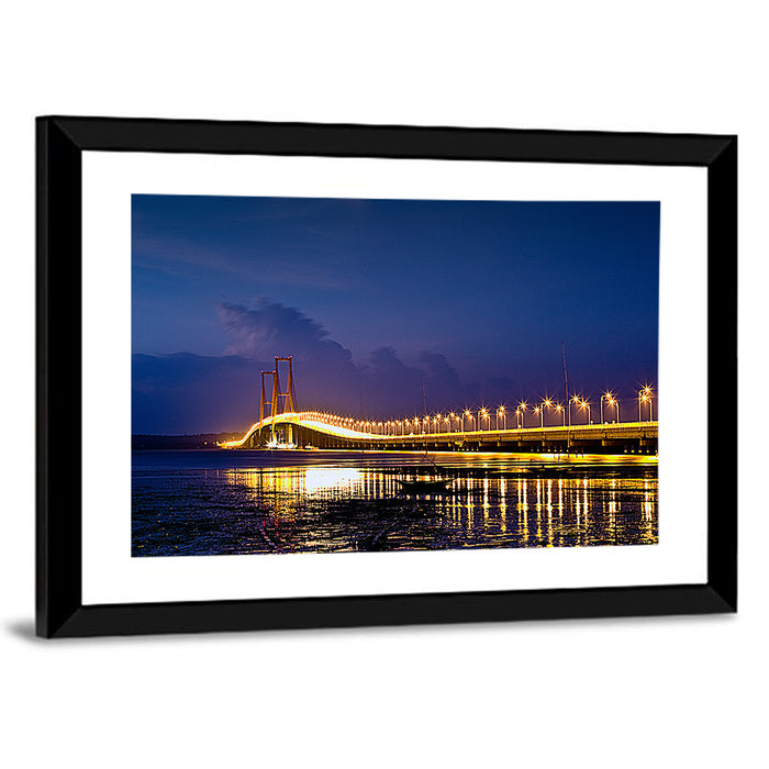 Suramadu Bridge at Dusk Wall Art as a framed print