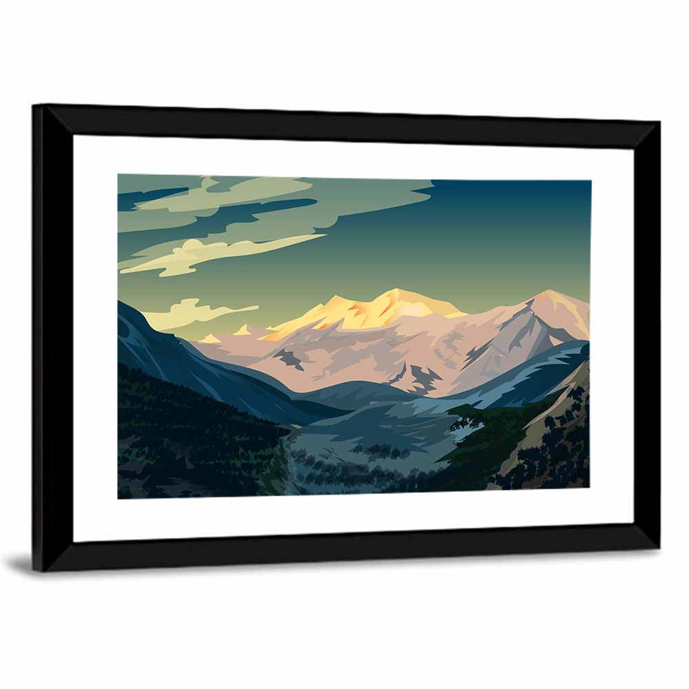 Nanga Parbat Sunrise Illustration Wall Art