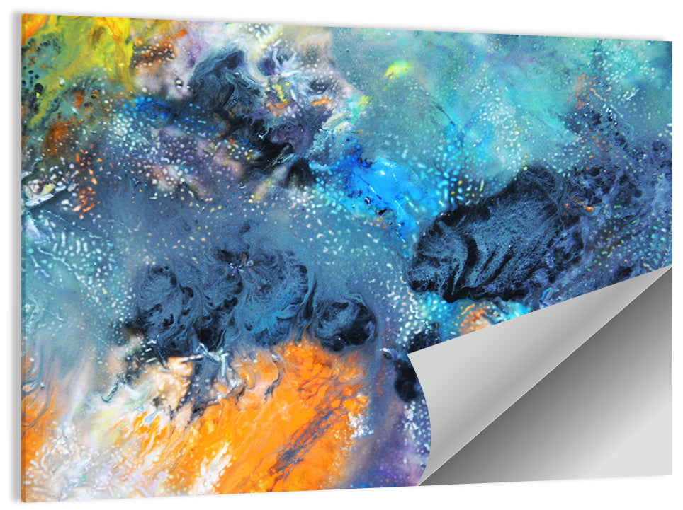 Vivid Icy Nebula Abstract Wall Art